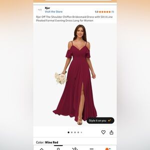 Women’s formal/prom/wedding Wine Red Off Shoulder Chiffon Dress size 8